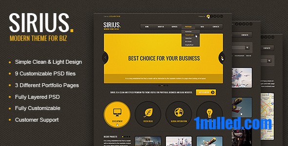 Sirius Nulled - Адаптивный HTML-шаблон, SASS