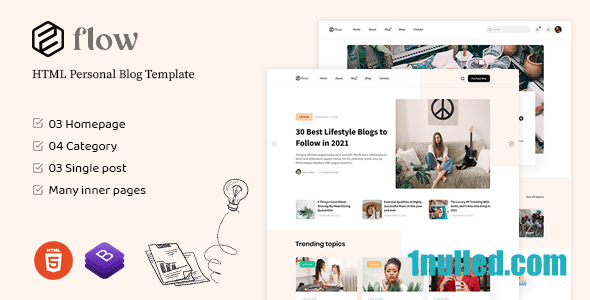 Flow v1.2 Nulled - HTML-шаблон личного блога