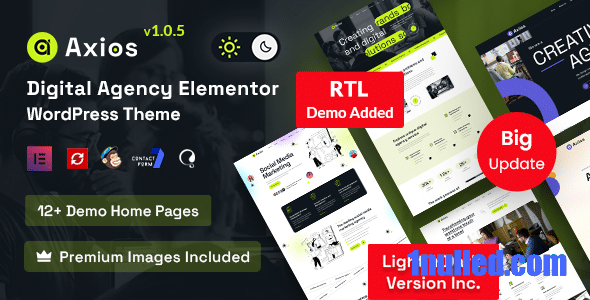 Axios v1.0.5 Nulled - WordPress тема для цифрового агентства