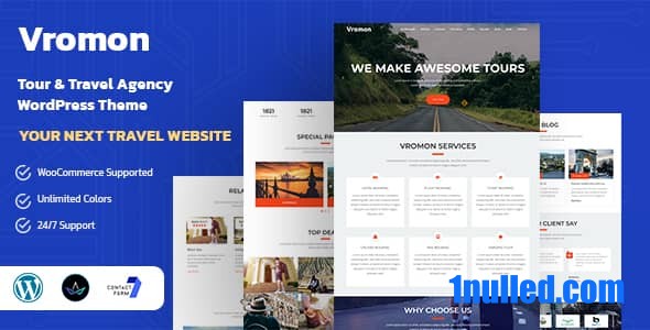 Vromon v2.1 Nulled - Тема WordPress для туристического агентства Tour