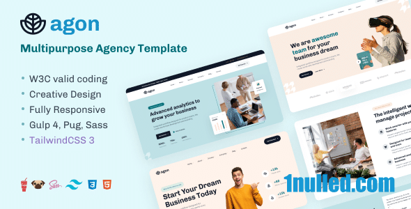 Agon Nulled - CSS-шаблон Tailwind для многоцелевого агентства
