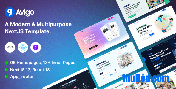 Avigo Nulled - Многоцелевой бизнес-шаблон NextJS