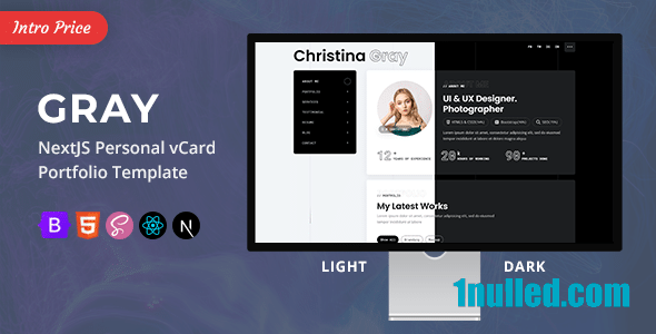 Gray Nulled - NextJS Персональная визитная карточка/Шаблон портфолио