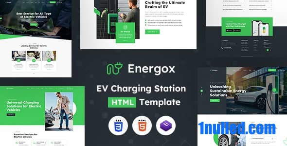 Energox Nulled - HTML-шаблон зарядной станции для электромобилей