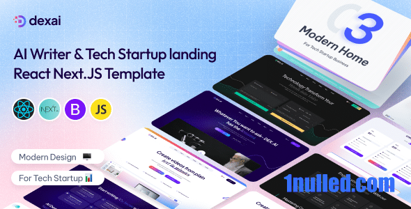 Dex.AI Nulled - Целевая страница технического стартапа AI Writer NextJS Template