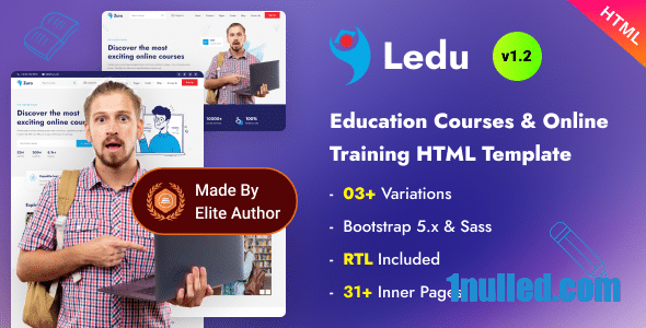 Ledu v1.2 Nulled - Образовательные курсы Онлайн-обучение Шаблон Bootstrap 5