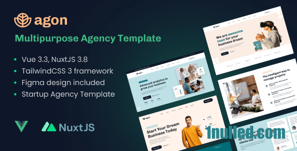 Agon v2.0.0 Nulled - Шаблон Vue NuxtJS для многоцелевого агентства