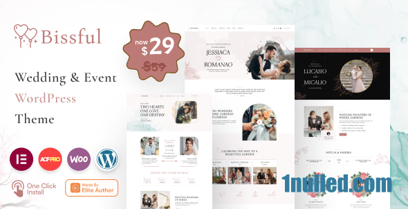 Bissful v1.3 Nulled - Тема WordPress для свадебных мероприятий
