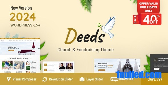 Deeds v9.6.1 Nulled - Лучшая адаптивная тема WordPress для некоммерческой церкви