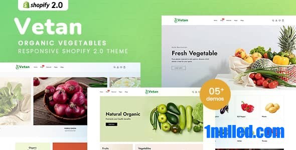 Vetan Nulled - Тема Shopify 2.0 для электронной коммерции органических овощей