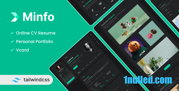 Minfo v1.3 Nulled - HTML-шаблон личного резюме Tailwind