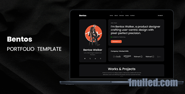 Bentos Nulled - HTML-шаблон личного портфолио