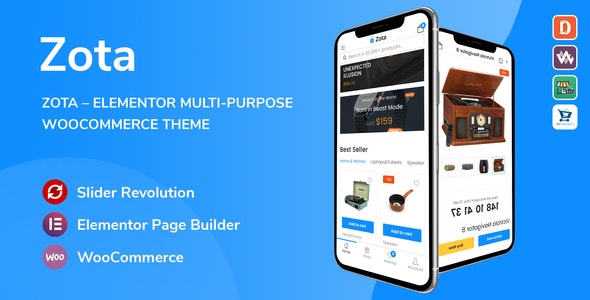 Zota v1.2.17 Nulled - Многоцелевая тема Elementor для WooCommerce