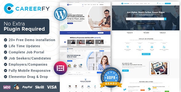 Careerfy v9.5.8 Nulled - Тема WordPress для доски объявлений