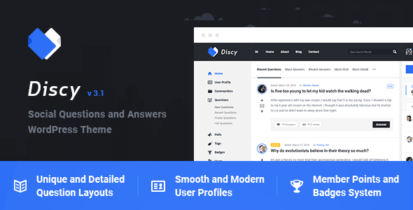 Discy v5.7.2 Nulled - Тема WordPress «Социальные вопросы и ответы»