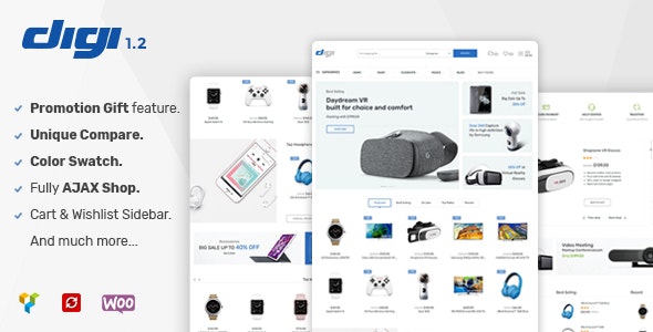 Digi v1.8.6 Nulled - Тема WooCommerce для магазина электроники