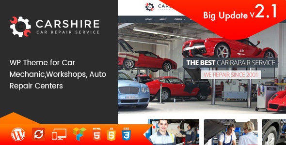 Car Shire v3.7 Nulled - Тема WordPress «Автомеханический ремонт»