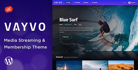 Vayvo v5.9 Nulled - Тема членства в потоковом медиа